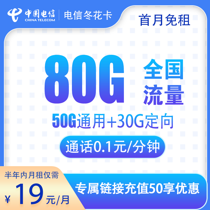 电信冬花卡19元80G