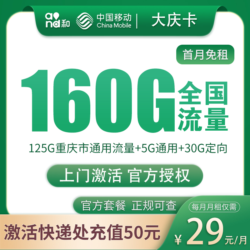 大庆卡29元160G【只发重庆】