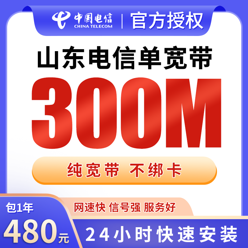 山东电信480元包1年单宽带300M【不含调试费】